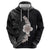 Hawaiian Tropical Plumeria Art Polynesian Tattoo Zip Hoodie Grayscale Color