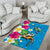 Hawaiian Tropical Flower and Honu Under Blue Water Area Rug