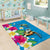 Hawaiian Tropical Flower and Honu Under Blue Water Area Rug