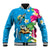 Hawaiian Tropical Flower and Honu Under Blue Water Baseball Jacket