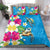 Hawaiian Tropical Flower and Honu Under Blue Water Bedding Set