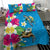 Hawaiian Tropical Flower and Honu Under Blue Water Bedding Set