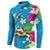 Hawaiian Tropical Flower and Honu Under Blue Water Button Sweatshirt