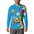 Hawaiian Tropical Flower and Honu Under Blue Water Button Sweatshirt