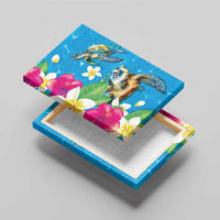Hawaiian Tropical Flower and Honu Under Blue Water Canvas Wall Art LT03 - Polynesian Pride
