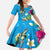 Hawaiian Tropical Flower and Honu Under Blue Water Family Matching Long Sleeve Bodycon Dress and Hawaiian Shirt