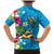 Hawaiian Tropical Flower and Honu Under Blue Water Family Matching Mermaid Dress and Hawaiian Shirt