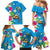 Hawaiian Tropical Flower and Honu Under Blue Water Family Matching Mermaid Dress and Hawaiian Shirt