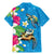 Hawaiian Tropical Flower and Honu Under Blue Water Family Matching Mermaid Dress and Hawaiian Shirt