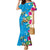 Hawaiian Tropical Flower and Honu Under Blue Water Family Matching Mermaid Dress and Hawaiian Shirt