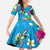 Hawaiian Tropical Flower and Honu Under Blue Water Family Matching Off Shoulder Maxi Dress and Hawaiian Shirt