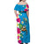 Hawaiian Tropical Flower and Honu Under Blue Water Family Matching Off Shoulder Maxi Dress and Hawaiian Shirt