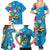 Hawaiian Tropical Flower and Honu Under Blue Water Family Matching Summer Maxi Dress and Hawaiian Shirt