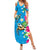 Hawaiian Tropical Flower and Honu Under Blue Water Family Matching Summer Maxi Dress and Hawaiian Shirt