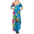 Hawaiian Tropical Flower and Honu Under Blue Water Family Matching Summer Maxi Dress and Hawaiian Shirt