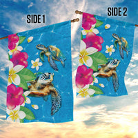 Hawaiian Tropical Flower and Honu Under Blue Water Garden Flag LT03 - Polynesian Pride