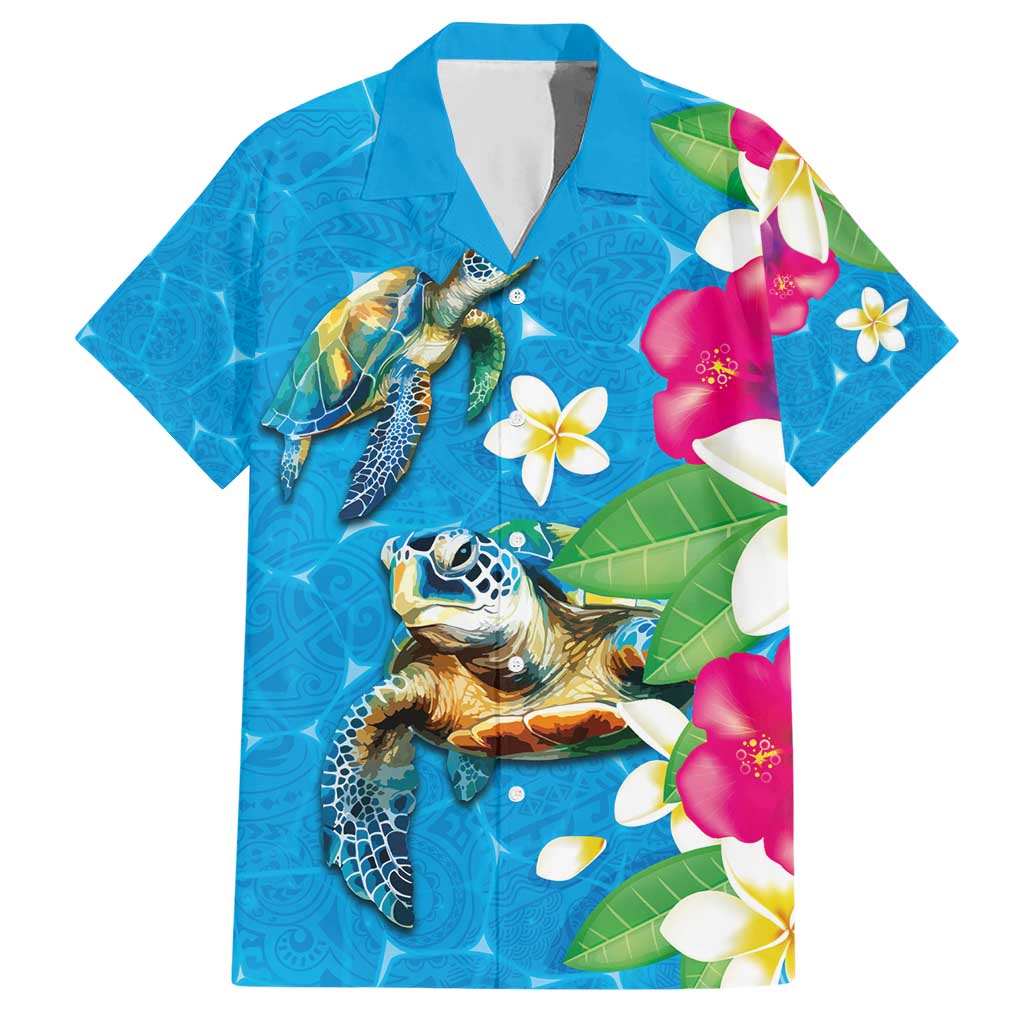 Hawaiian Tropical Flower and Honu Under Blue Water Hawaiian Shirt LT03 Blue - Polynesian Pride