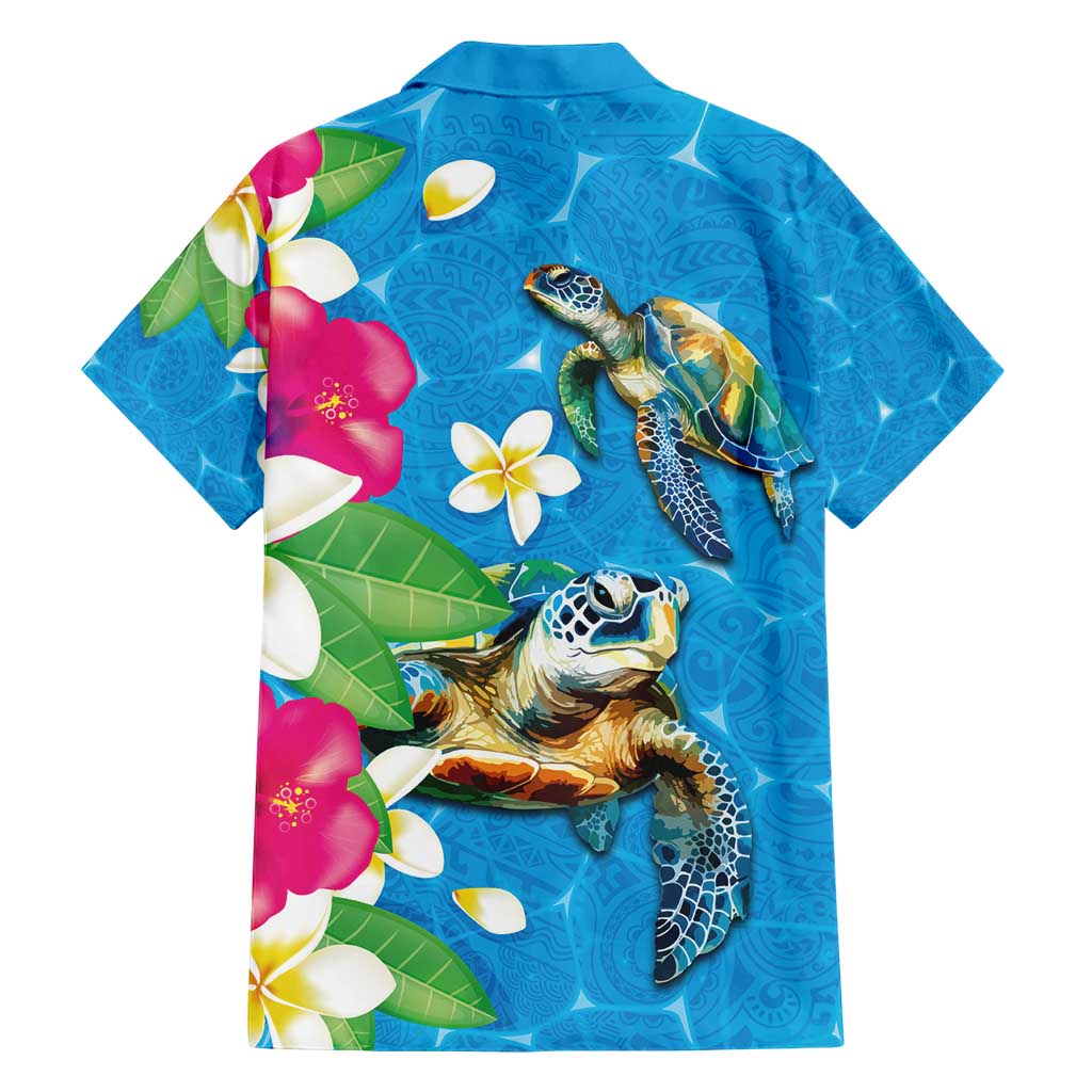 Hawaiian Tropical Flower and Honu Under Blue Water Hawaiian Shirt LT03 - Polynesian Pride