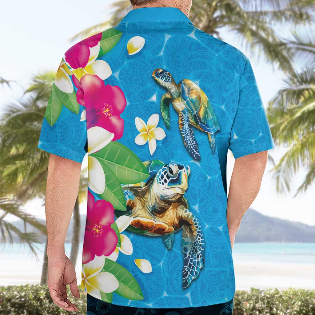 Hawaiian Tropical Flower and Honu Under Blue Water Hawaiian Shirt LT03 - Polynesian Pride