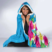 Hawaiian Tropical Flower and Honu Under Blue Water Hooded Blanket LT03 - Polynesian Pride