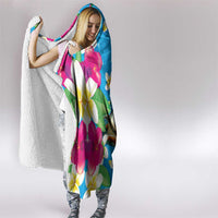 Hawaiian Tropical Flower and Honu Under Blue Water Hooded Blanket LT03 - Polynesian Pride