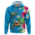 Hawaiian Tropical Flower and Honu Under Blue Water Hoodie