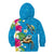 Hawaiian Tropical Flower and Honu Under Blue Water Kid Hoodie