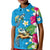 Hawaiian Tropical Flower and Honu Under Blue Water Kid Polo Shirt