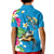 Hawaiian Tropical Flower and Honu Under Blue Water Kid Polo Shirt