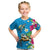 Hawaiian Tropical Flower and Honu Under Blue Water Kid T Shirt