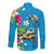 Hawaiian Tropical Flower and Honu Under Blue Water Long Sleeve Button Shirt