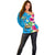 Hawaiian Tropical Flower and Honu Under Blue Water Off Shoulder Sweater