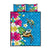 Hawaiian Tropical Flower and Honu Under Blue Water Quilt Bed Set