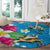 Hawaiian Tropical Flower and Honu Under Blue Water Round Carpet