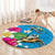 Hawaiian Tropical Flower and Honu Under Blue Water Round Carpet