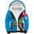 Hawaiian Tropical Flower and Honu Under Blue Water Sherpa Hoodie