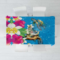 Hawaiian Tropical Flower and Honu Under Blue Water Tablecloth LT03 Blue - Polynesian Pride
