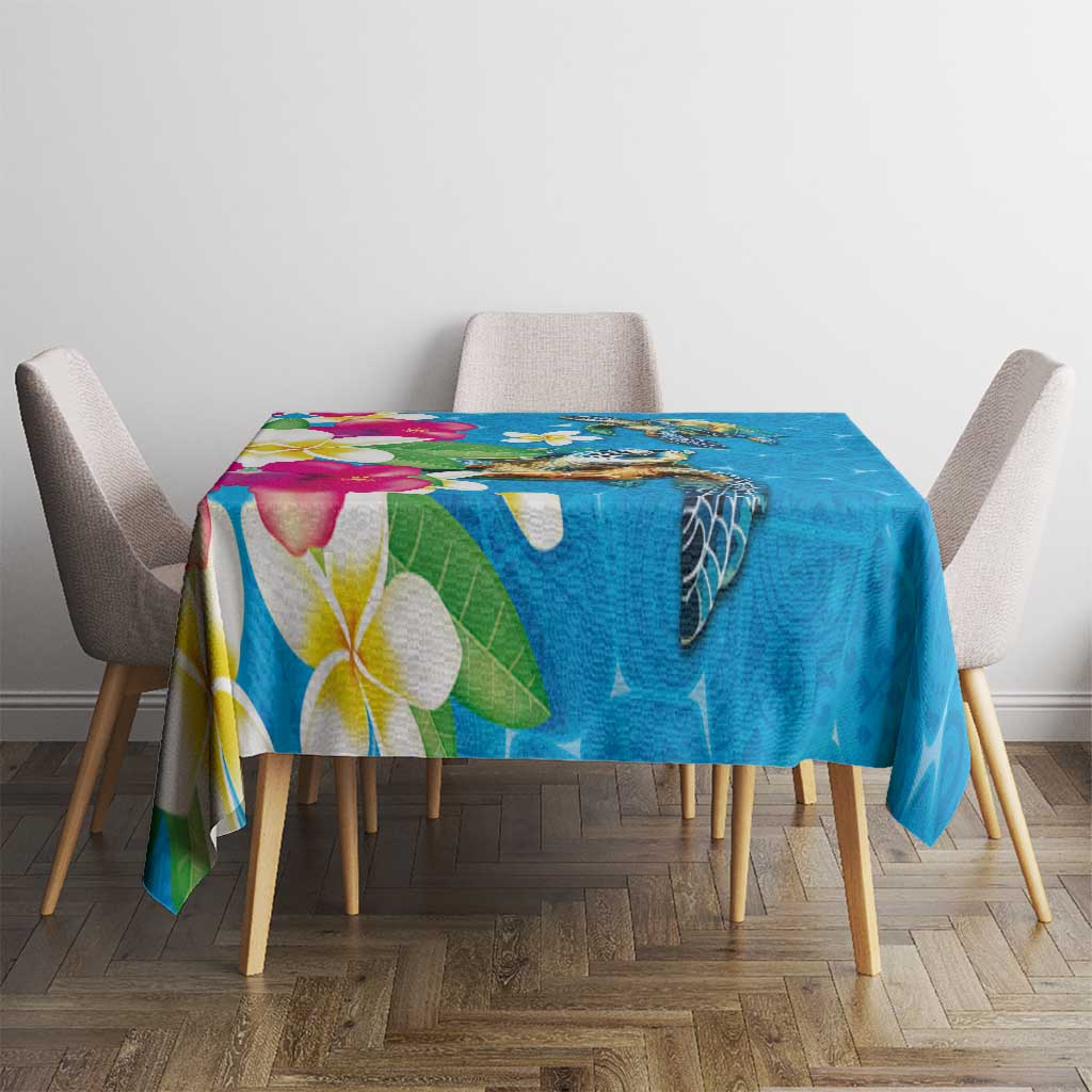 Hawaiian Tropical Flower and Honu Under Blue Water Tablecloth LT03 - Polynesian Pride