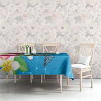 Hawaiian Tropical Flower and Honu Under Blue Water Tablecloth LT03 - Polynesian Pride