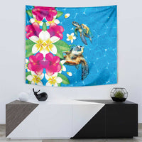 Hawaiian Tropical Flower and Honu Under Blue Water Tapestry LT03 - Polynesian Pride