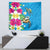 Hawaiian Tropical Flower and Honu Under Blue Water Tapestry