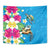 Hawaiian Tropical Flower and Honu Under Blue Water Tapestry