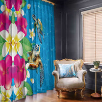 Hawaiian Tropical Flower and Honu Under Blue Water Window Curtain LT03 - Polynesian Pride