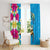 Hawaiian Tropical Flower and Honu Under Blue Water Window Curtain