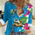 Hawaiian Tropical Flower and Honu Under Blue Water Women Casual Shirt