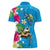 Hawaiian Tropical Flower and Honu Under Blue Water Women Polo Shirt