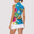 Hawaiian Tropical Flower and Honu Under Blue Water Women Sleeveless Polo Shirt