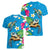 Hawaiian Tropical Flower and Honu Under Blue Water Women V-Neck T-Shirt