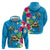 Hawaiian Tropical Flower and Honu Under Blue Water Zip Hoodie