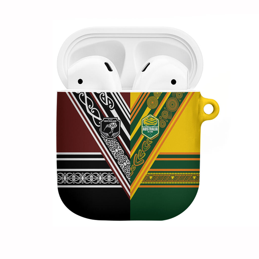 Rugby New Zealand and Australia AirPods Case Burgundy Koru Geometric with Aboriginal Chevron Sport Style LT03 Multicolor - Polynesian Pride